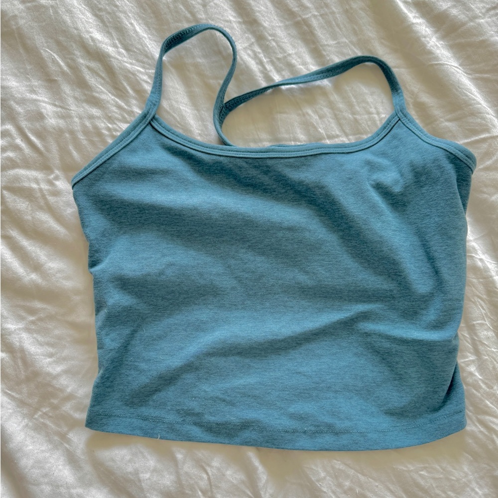 Beyond yoga space dye racerback tank heather blue